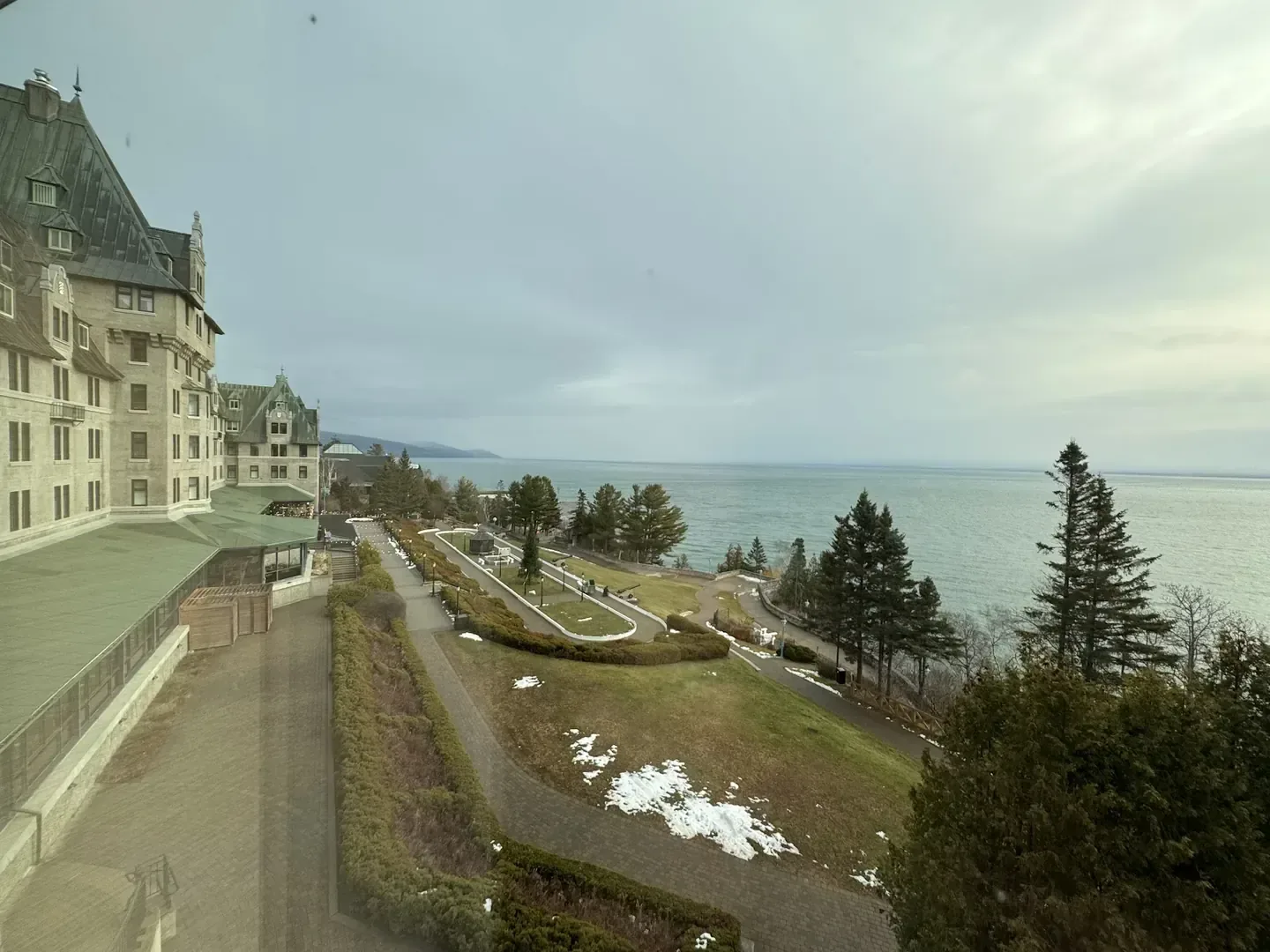 The Fairmont Le Manoir Richelieu chateau and lakefront gardens in La Malbaie, Quebec